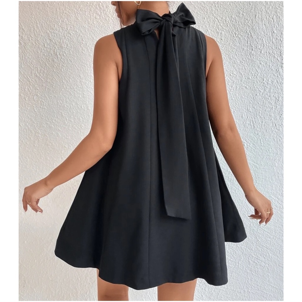 Luxe Neck Tie Party Evening Mini Dress - Picture 10 of 12
